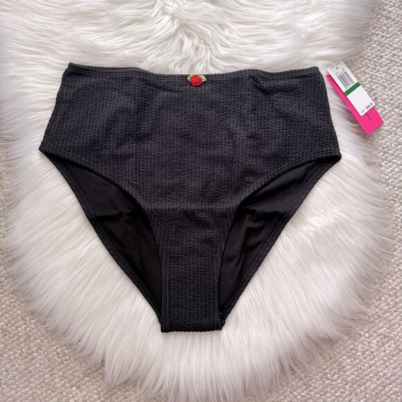 NEW Betsey Johnson Scrunch Bunch High Waist Retro 50s Bikini Bottom - Picture 1 of 1